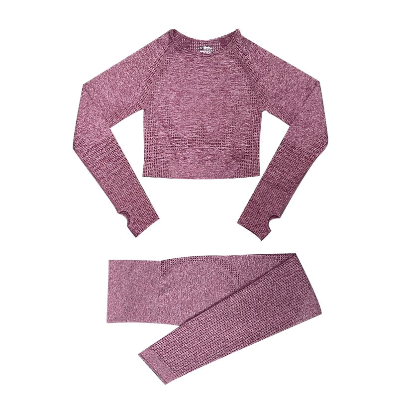 Women's Seamless Gym Leggings, Top, Longsleeve and Shorts Set