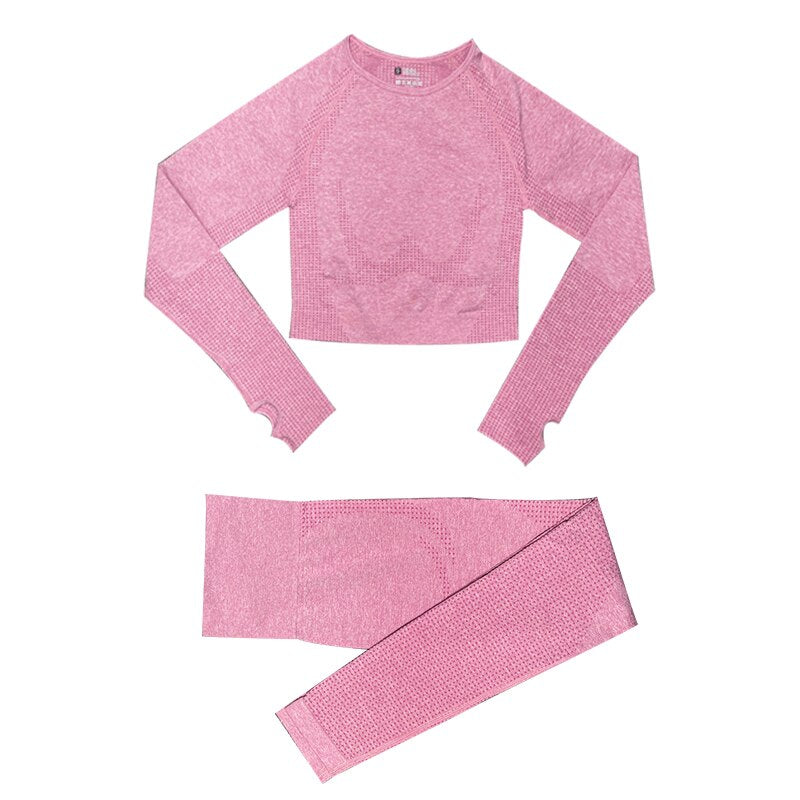 Women's Seamless Gym Leggings, Top, Longsleeve and Shorts Set