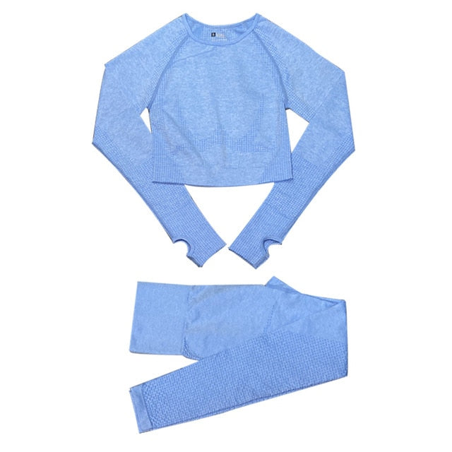 Women's Seamless Gym Leggings, Top, Longsleeve and Shorts Set