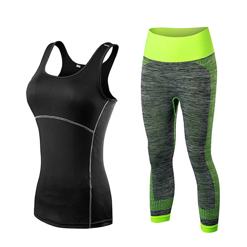 Women's Two Tone Sport Capris and Top Set