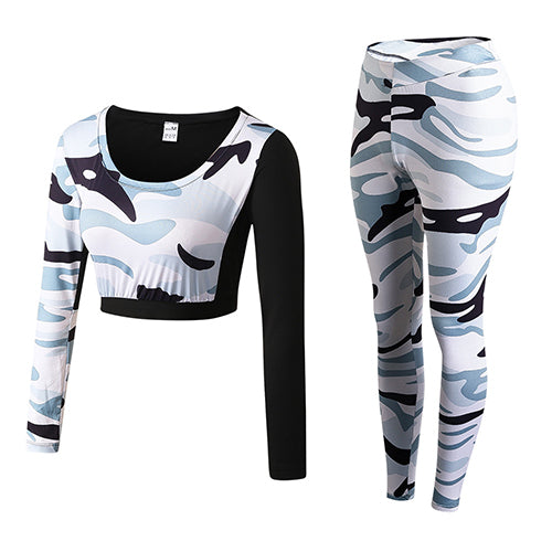 Women's Camouflage Pattern Sports Top and Leggings