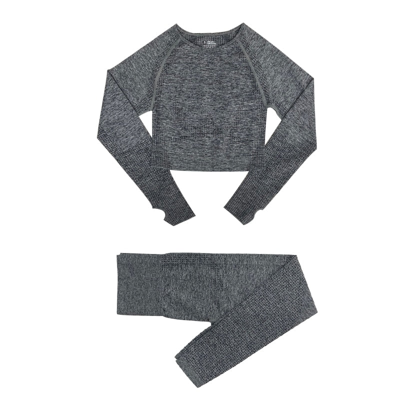 Women's Seamless Gym Leggings, Top, Longsleeve and Shorts Set