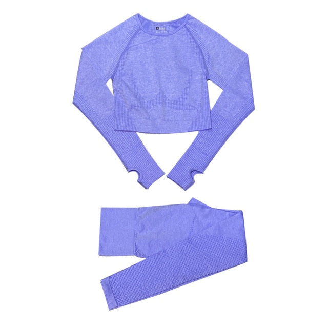 Women's Seamless Gym Leggings, Top, Longsleeve and Shorts Set