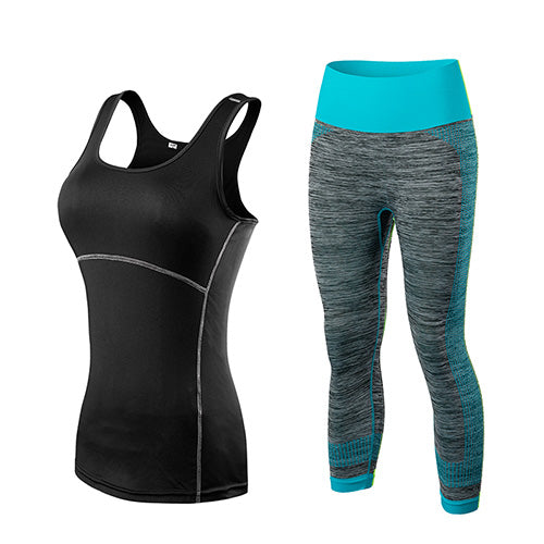 Women's Two Tone Sport Capris and Top Set