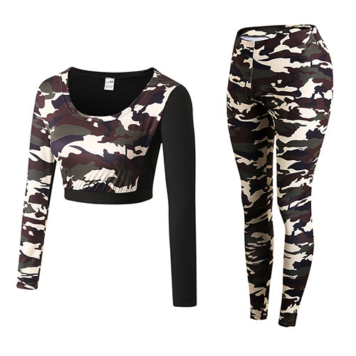 Women's Camouflage Pattern Sports Top and Leggings