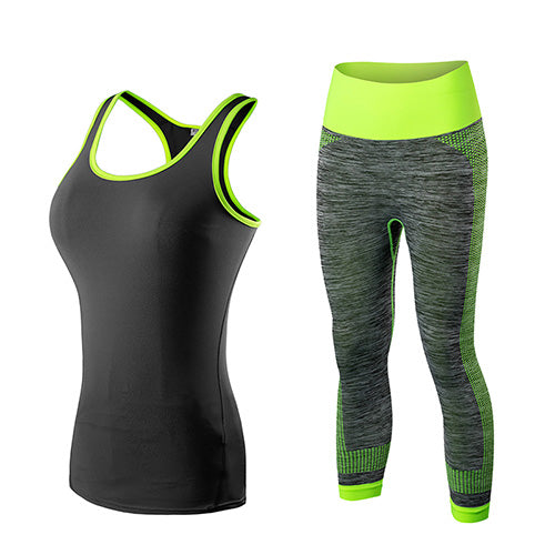 Women's Two Tone Sport Capris and Top Set