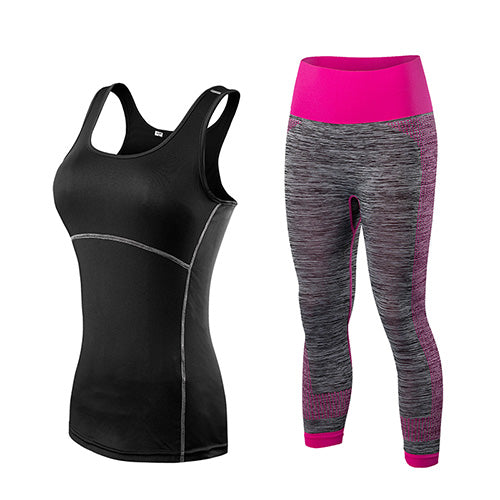 Women's Two Tone Sport Capris and Top Set