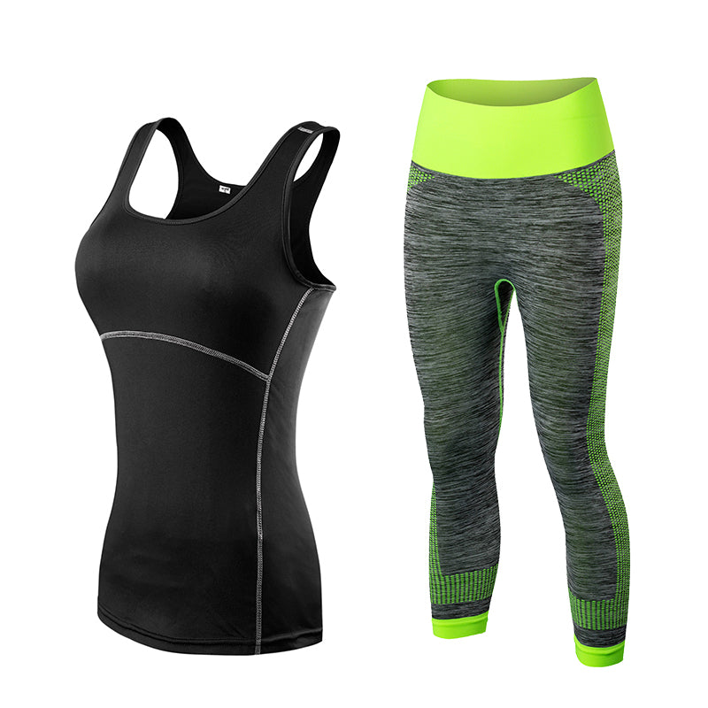 Women's Two Tone Sport Capris and Top Set