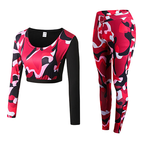 Women's Camouflage Pattern Sports Top and Leggings
